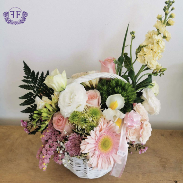 White Flower Basket